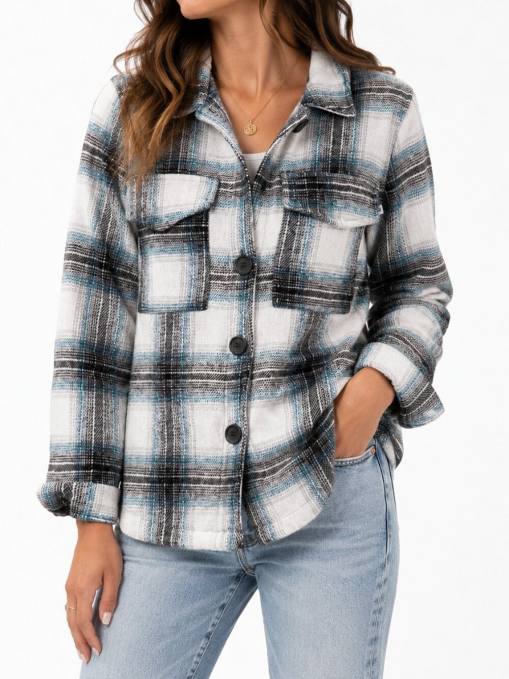Hurley Blue Plaid Flannel Shacket Size Small